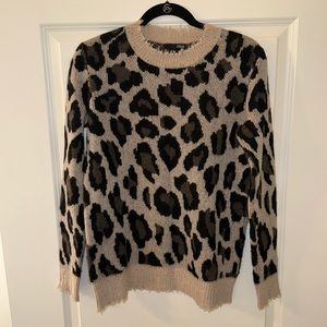 Aqua 100% Cashmere Leopard Print Sweater